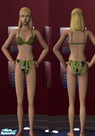 Sims 2 — Ladies 'Gracias' underwear by law3 — The knickers of this unusual set are printed with a grassy pattern, and the