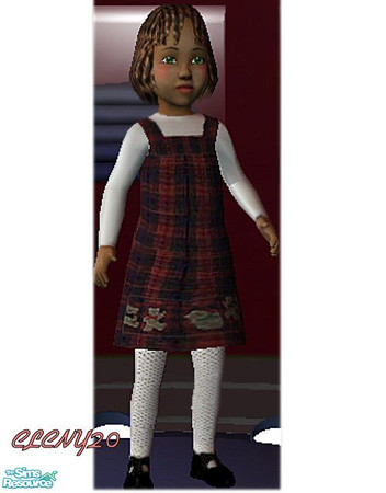 Sims 2 — Bear Necessities by clcny20 — As requested by Leah2004, a red plaid dress, over a basic white long-sleeved