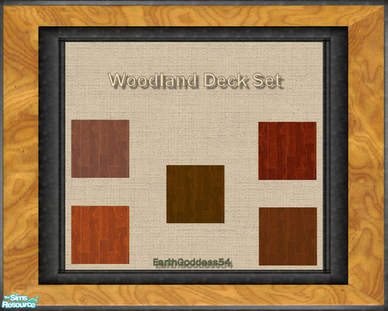 Sims 2 — Woodland Deck Set by EarthGoddess54 — Gorgeous collection of solid wood deck flooring, from cherrywood to pine.