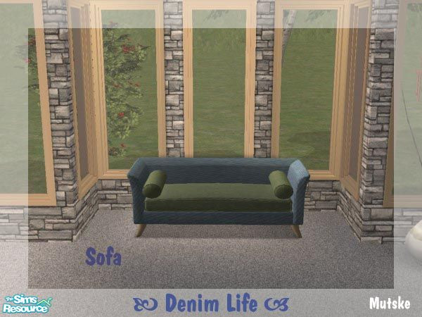 Sims 2 — Denim Life Sofa BGG by Mutske — New recolour from Nanshi Nibble "True Romance Living Room" set. You