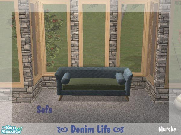 Sims 2 — Denim Life Sofa BGB by Mutske — New recolour from Nanshi Nibble "True Romance Living Room" set. You