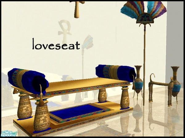 Sims 2 — Egyptian Room - loveseat by kibanahnah — new set of 19 items and several walls