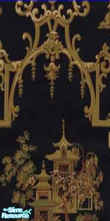 Sims 2 — Oriental gold on black wall by ead425 — pagodas and ....