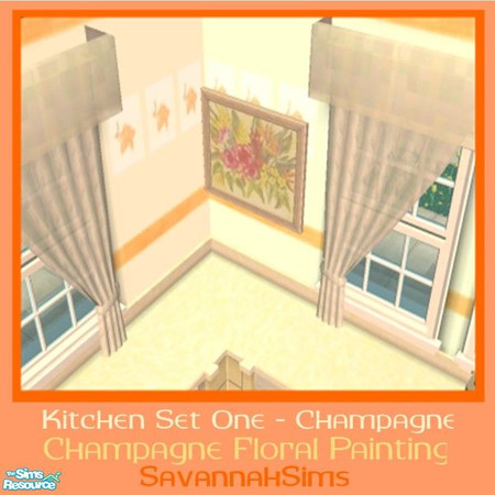 Sims 2 — Champagne Floral Painting - Kitchen Set by oldmember_SavannahSims — This set has been designed to help your Sims