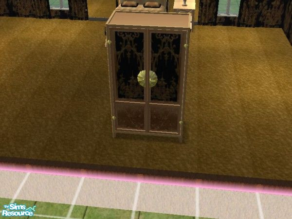 Sims 2 — Oriental gold on black dresser by ead425 — 8 items, 1 wall: bed, curtains (mesh by Yggdrasil at