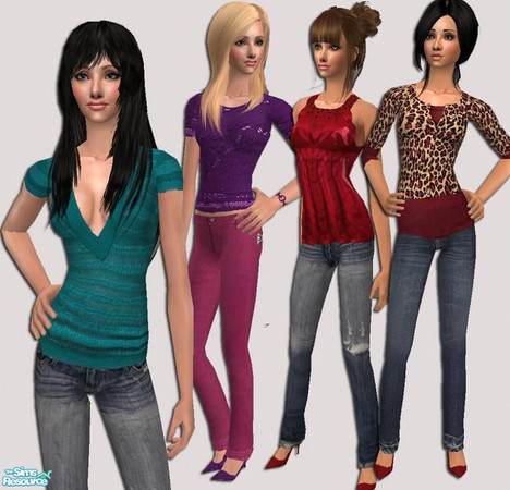 Sims 2 — Friday  by pretty_baby — A set of 4 outfits for your sim lady. Mesh is needed from Glamorous Lounge..Click the