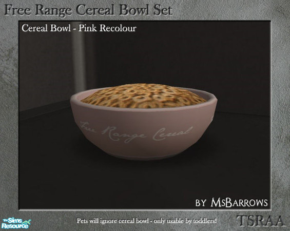 Sims 2 — Free Range Cereal Bowl - Pink Recolour by MsBarrows — Try placing one or more of these bowls down on the floor