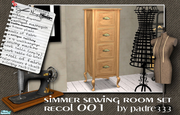 Sims 2 — Simmer Sewing Recol 001 Antique Tallboy by Padre — Recolour of the Simmer Sewing Set recolour 001. Enjoy it!!