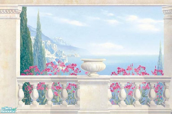Sims 2 — Floral Balcony Mural by brittie — Enjoy the view from your new, well-decorated mural!