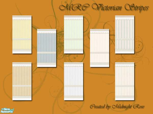 Sims 2 — MRC Victorian Stripes by MidnightRose — A set of 8 Victorian Stripes wallpapers. Created by Midnight Rose