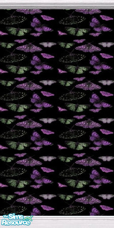 Sims 2 — Midnight Butterflies, Purple - plain by TSR Archive — Wallpaper as black as midnight, with a butterfly pattern.