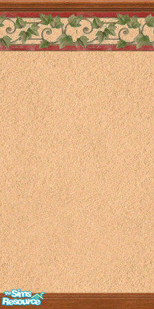 Sims 2 — Maxis Redo Southwest Stucco by c_literati — Maxis S2 stucco wall with custom ivy border and wood trim.