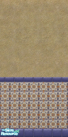 Sims 2 — Tuscan Blue Trim by c_literati — Makin' Magic Tuscan wall with pretty blue trim.