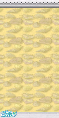 Sims 2 — She Sells Sea Shells in Yellow by TSR Archive — Yellow wallpaper with seashells. Good for bathrooms. 
