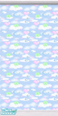 Sims 2 — Sky Blue Nursery Wall by TSR Archive — Soothing patern of stars, clouds, moons and flowers will help lull your