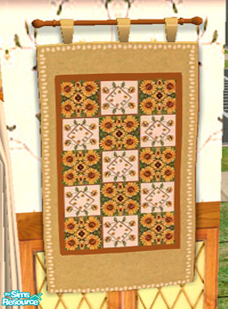 Sims 2 — ljk Sunflower Kitchen Tapestry by ljkane — This bright and cheerful kitchen is sure to make any Sim smile!