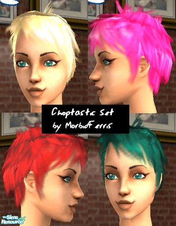 Sims 2 — Choptastic Set by MorbidFerris — These wild pixie-cut hairdos are guaranteed to get your Sim noticed!