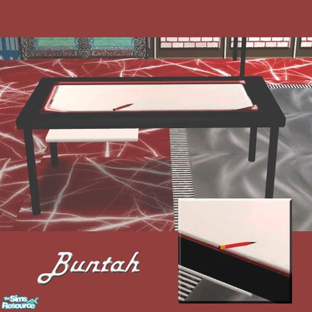 Sims 2 — The Office Desk - In Black & White by buntah — This is a recolor of the original mesh. (UPDATED 5/22/05.