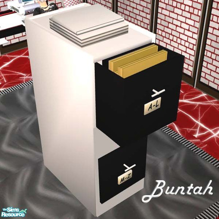 Sims 2 — File Cabinet - In Black & White by buntah — This is a recolor of the original mesh.