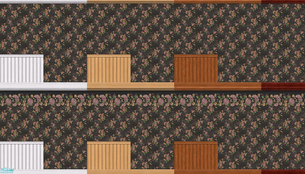Sims 2 — Southern Charm Collection Onyx Charlotte by Quiltreker — This series contains 14 walls. It consists of a floral