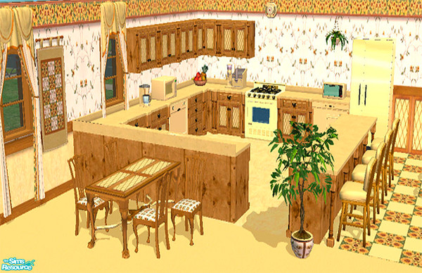 Sims 2 — ljk Sunflower Kitchen Set by ljkane — This bright and cheerful kitchen is sure to make any Sim smile! 