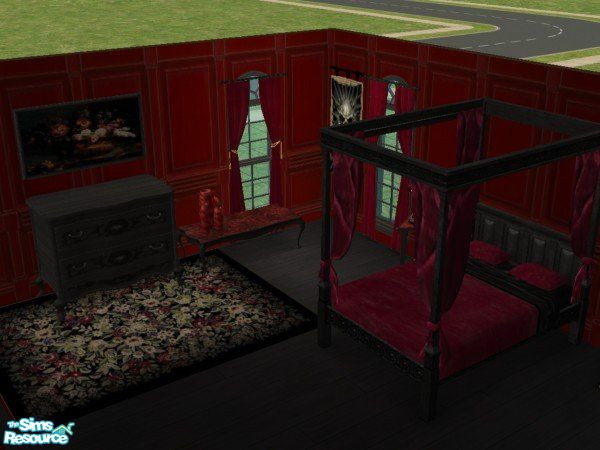 Sims 2 — Bring on the Nightlife Rug by c_literati — This large, dark floral rug may not remind one immediately of the