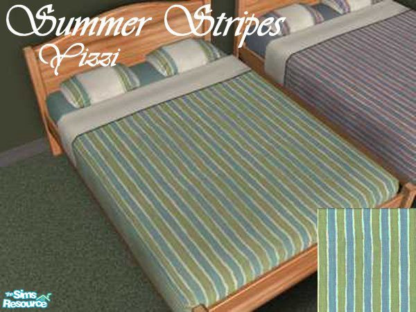 Sims 2 — Summer Stripes 1 by Yizzi — Striped bedding 