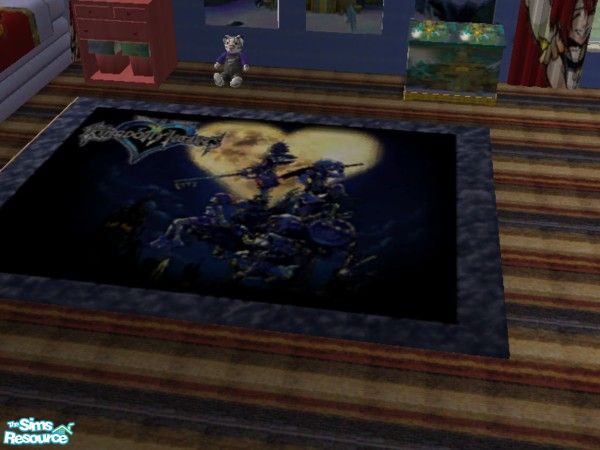Sims 2 — Kingdom Hearts rug set by ead425 — thanks to Disney: 8 items: 3 panel picture, bed, desk, dresser, nite stand