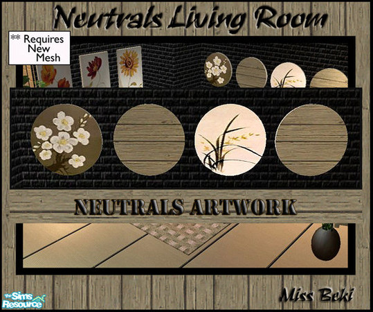 Sims 2 — Artwork 2 - Neutrals Living Set by miss_beki — 4 piece Round Art - Part of the Neutrals Living Set by Miss