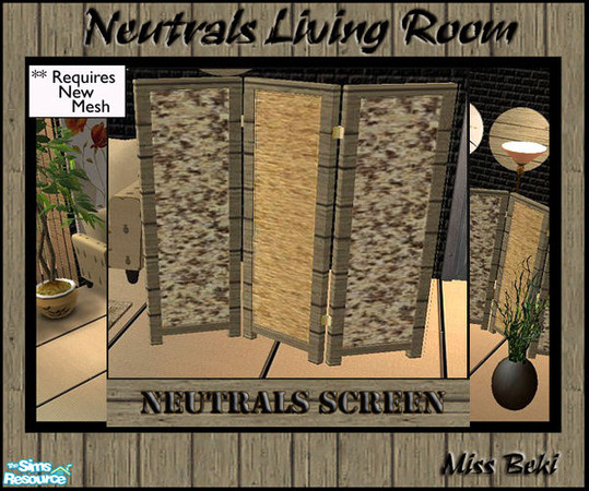 Sims 2 — Room Screen - Neutrals Living Set by miss_beki — Room Screen - Part of the Neutrals Living Set by Miss Beki.