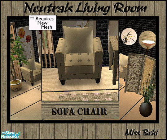 Sims 2 — Sofa Chair - Neutrals Living Set by miss_beki — Sofa Chair - Part of the Neutrals Living Set by Miss Beki.This