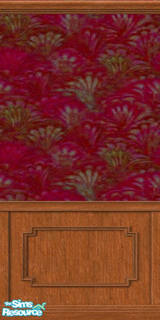 Sims 2 — Velvet Red Peacock Feather w/w by TSR Archive — Velvet red wallpaper in a patern that may remind your Sims of