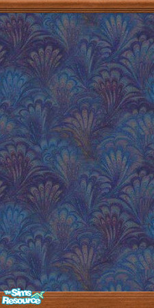 Sims 2 — Deep Blue Peacock Feather by TSR Archive — Wallpaper in a patern that may remind your Sims of Peacock feathers.