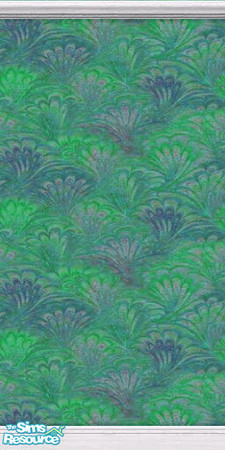 Sims 2 — Green Blue Peacock Feather by TSR Archive — A primarly green/blue wallpaper in a patern that may remind your