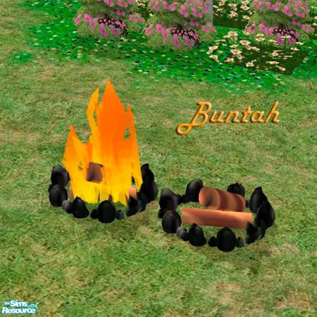 Sims 2 — Camp Fire - black stones by buntah — This requires the base mesh file in this set. Find it in the