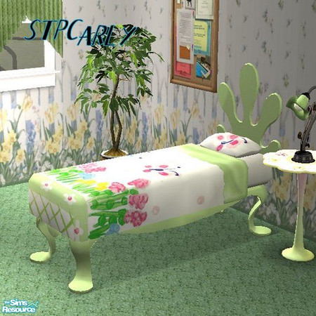 Sims 2 — Princess Flower Garden Bed Frame Mint by STP Carly — Every Princess needs her own flower garden and what perfect