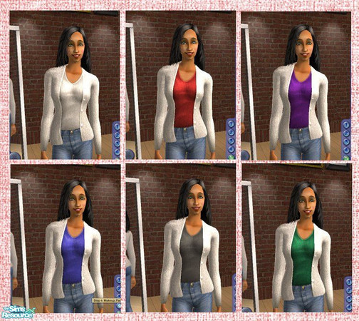 Sims 2 — White Sweater Set by TSR Archive — I don't know about you, but the sweater sets I wear are usually two colors