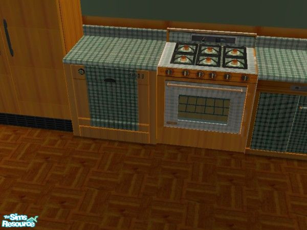 Sims 2 — Rustic Pine dishwasher by ead425 — 13 items,1 wall: bar stool, burglar alarm, counter, curtains, dishwasher,