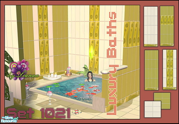 Sims 2 — Luxury Baths by Lianaa by Lianaa — Luxury Baths Set 1021 by Lianaa - 6 tiled walls and floors in avocado green