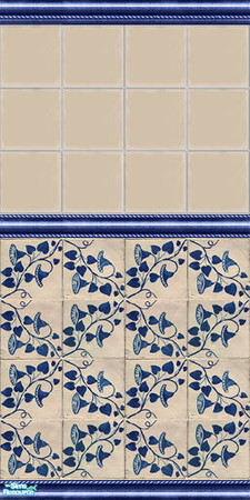 Sims 2 — Morning Glory Tile Set - Blue Morning Glory Tile by Halfcreek — created by Halfcreek