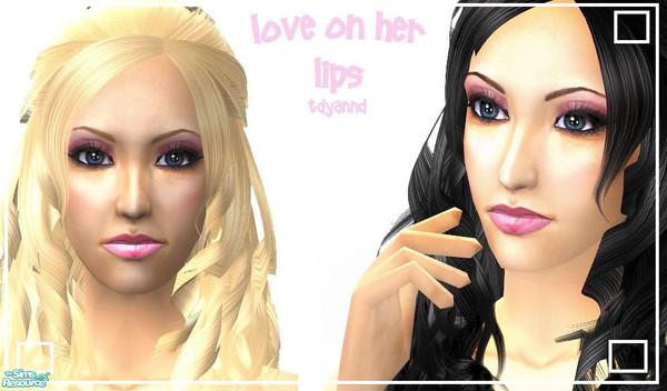 Sims 2 — Love on Her Lips by tdyannd — A pair of interesting lip colors with a dark shaded area forming a heart in the