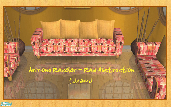 Sims 2 — Red Abstraction - Arizona Recolor by tdyannd — A beautiful living room based off Holy Simoly\'s Arizona mesh