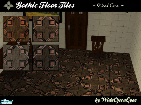 Sims 2 — Gothic Cross Floor Tile by wideopeneyes — More from my Gothic Cathedral project. This time a wooden floor tile