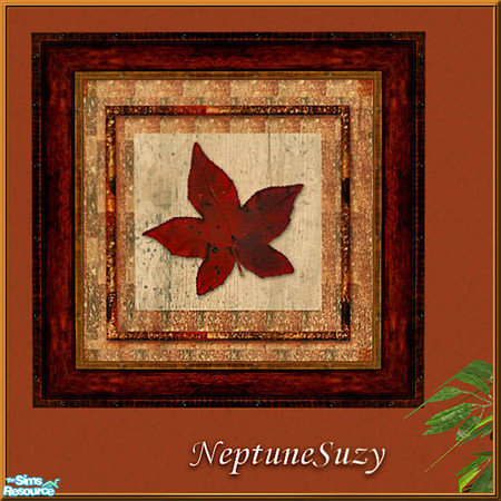 Sims 2 — NSC Painting - Red Leaf 3 by Neptunesuzy — Your Sims will love this Fall Leaf Painting! Enjoy!