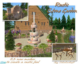 Sims 2 — Rustic Stone Garden by Shakeshaft — A set of Garden Furniture and Decoratives in Stone and Wood to create a