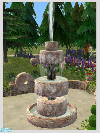 Sims 2 — Rustic Stone Garden - Millstone Fountain - Mesh by Shakeshaft — Part of a set of Garden Furniture and