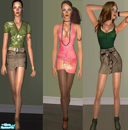 Sims 2 — OpenHouse Mini Ankle Boots Set by openhousejack — a set of three mini outfits and ankle boots for adult female