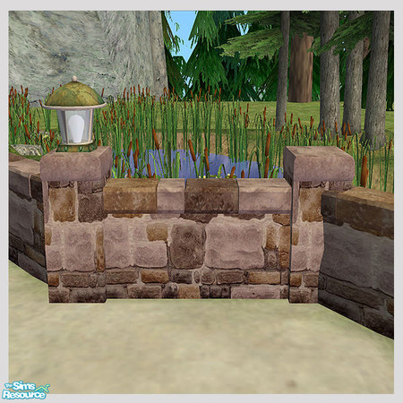 Sims 2 — Rustic Stone Garden - Cottage Wall - Mesh by Shakeshaft — Part of a set of 7 stone walls and matching steps, in