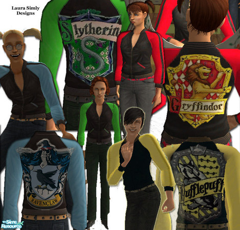 Sims 2 — Laura Simly Hogwarts Crests Jacket Outfits by debs913 — Hey Harry Potter fans, here are four outfits (jacket,
