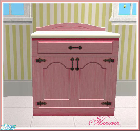 Sims 2 — Pretty Pink Kitchen Counter Doublewood Pink by Henwen — 